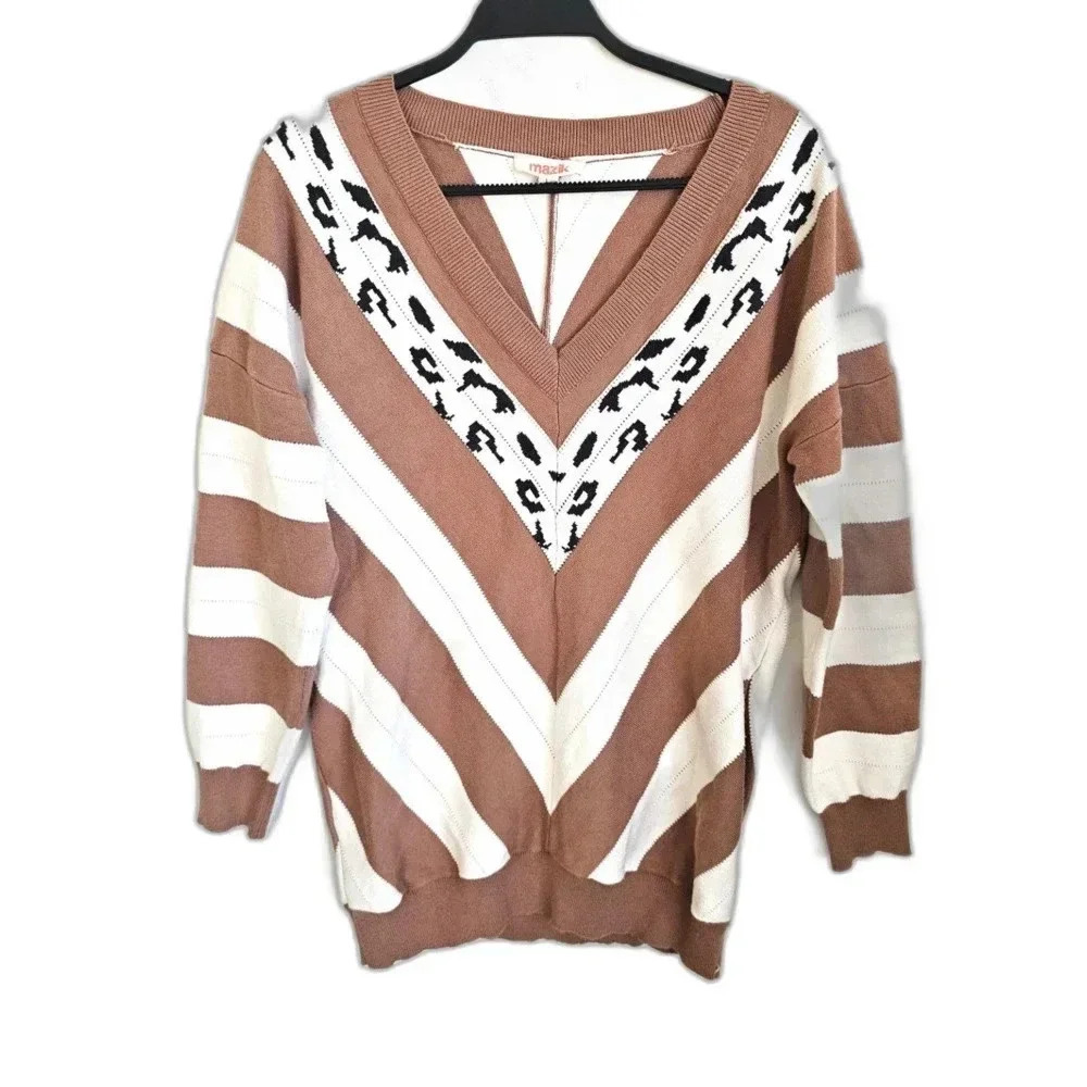 Mazik Striped Print Sweater Large‎